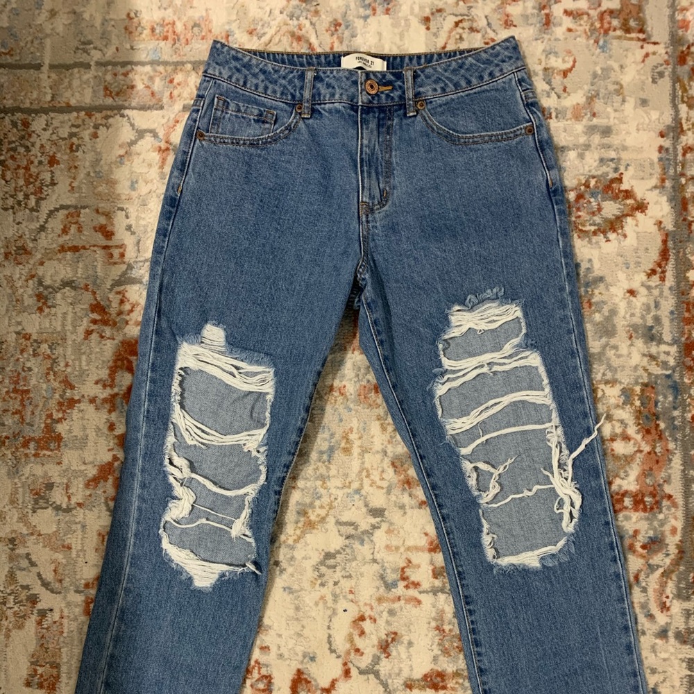 Large Rips Boyfriend Jeans - BNWOT - Size 25